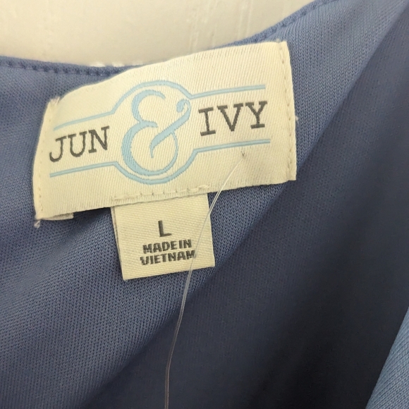 NWT💙 Francesca's Qwinn Ladder Trim Blue Mini Dress Sz Large - Picture 7 of 8